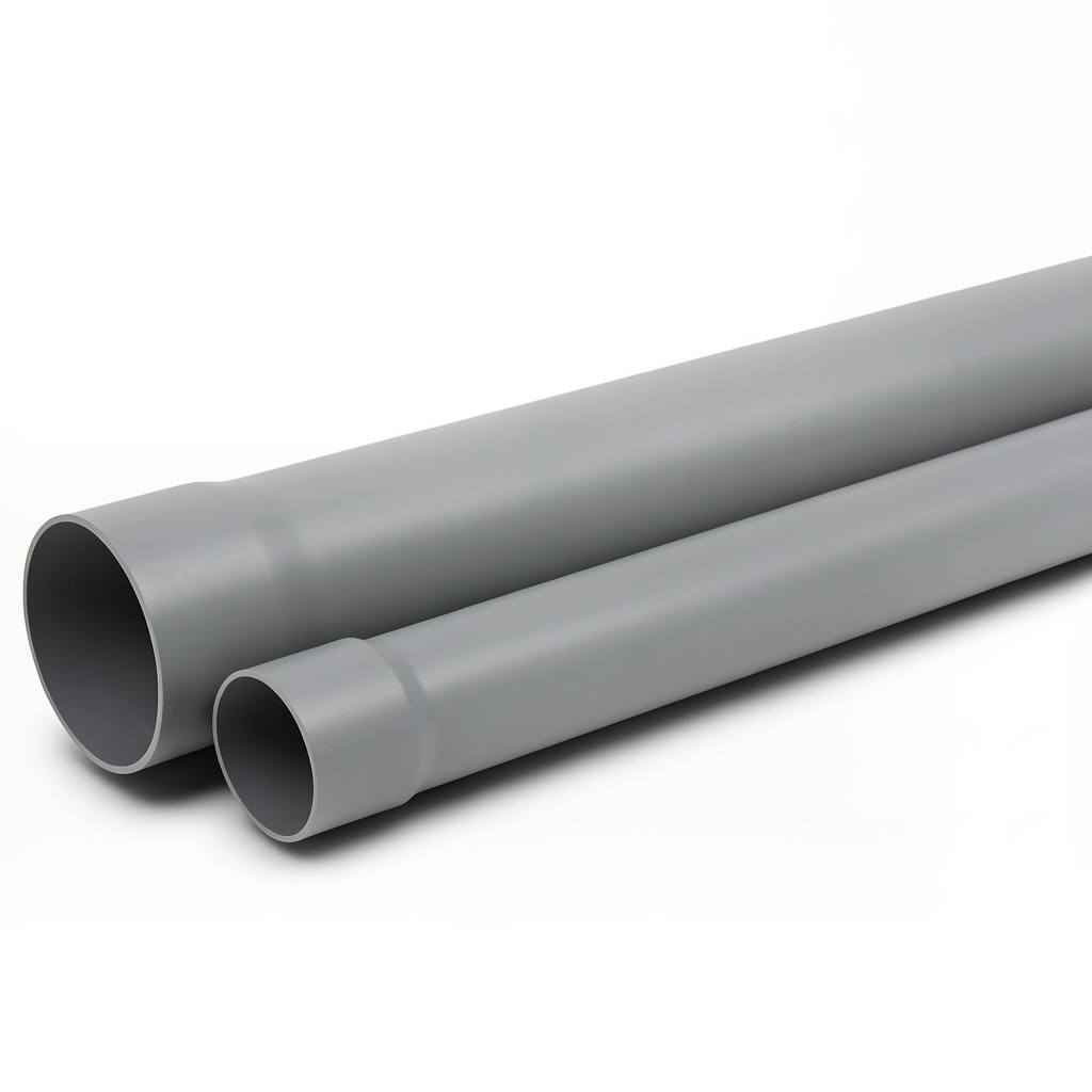 UPVC Plastic Pipe SDR 41 Nominal Pressure 6 Bar Size 110 mm Thickness 2.7 mm Gray Color