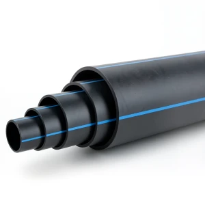 أنابيب HDPE ضغط 3.1 بار PE 80 قطر خارجي 500 مم SDR 33 أسود مع خط أزرق