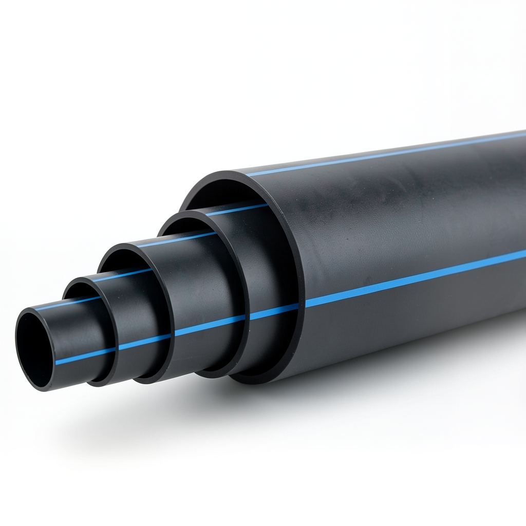 أنابيب HDPE ضغط 3.1 بار PE 80 قطر خارجي 500 مم SDR 33 أسود مع خط أزرق