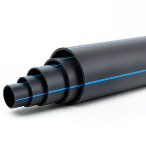 مواسير HDPE ضغط 4 بار PE 80 قطر خارجي 500 مم SDR 26 لون أسود مع خط أزرق