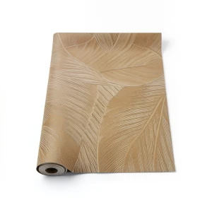Leaf Patterned Wallpaper 10 m x 0.53 m Brown, Model 221174