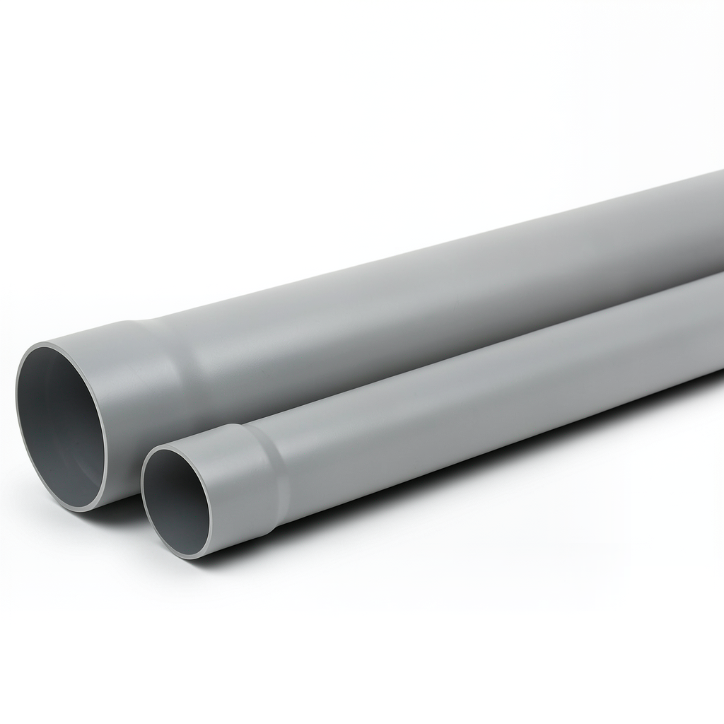 UPVC Plastic Pipe SDR 41 PN 6 Bar Size 180 mm Thickness 4.4 mm Grey Color