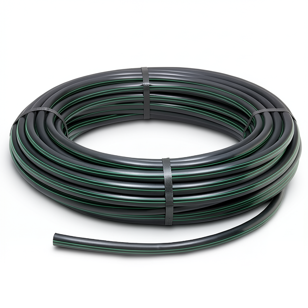 لفة أنابيب HDPE ضغط 4 بار PE 80، قطر خارجي 63 مم، سمك 1.8 مم، لون أسود