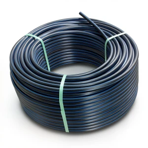 لفة أنابيب HDPE ضغط 20 بار PE 100 قطر خارجي 140 مم SDR 9 أسود مع خط أزرق