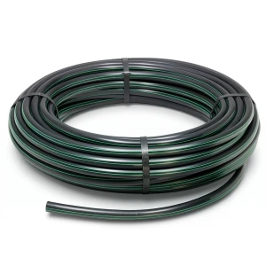 HDPE Plastic Coil Pipe PN 4 Bar PE 80 OD 63 mm SDR 41 Black with Green Stripes