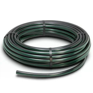 لفة أنابيب HDPE ضغط 4 بار PE 80 قطر خارجي 140 مم SDR 41 أسود مع خطوط خضراء
