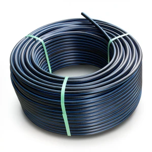 HDPE Coil Pipe Pressure 10 Bar PE 100 Size 75 mm SDR 17 Black with Blue Stripes