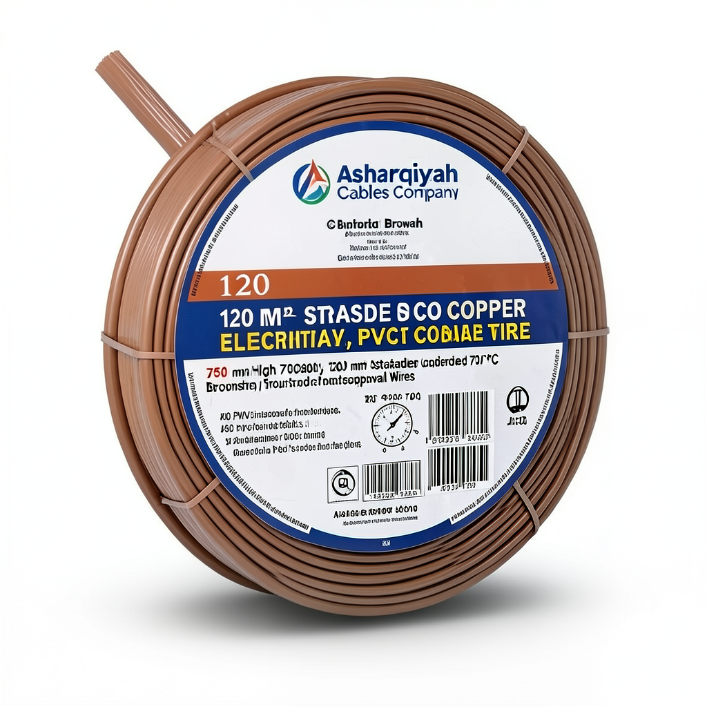 120 mm² Stranded Copper Electrical Wire, 450/750V, PVC Insulated 70°C, Brown | Asharqiyah Cables Company for Industry