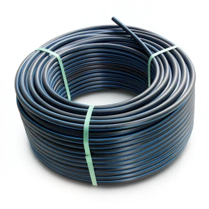 HDPE Plastic Coil Pipe PN 10 Bar PE 100 Outer Diameter 110 mm SDR 17 Black with Blue Stripes