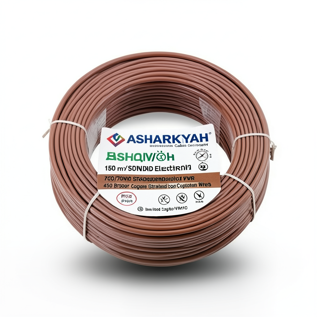 سلك كهرباء مجدول 150 مم² 450/750 فولت، موصل نحاس، معزول PVC 70°C لون بني | شركة كابلات الشرقية للصناعة
