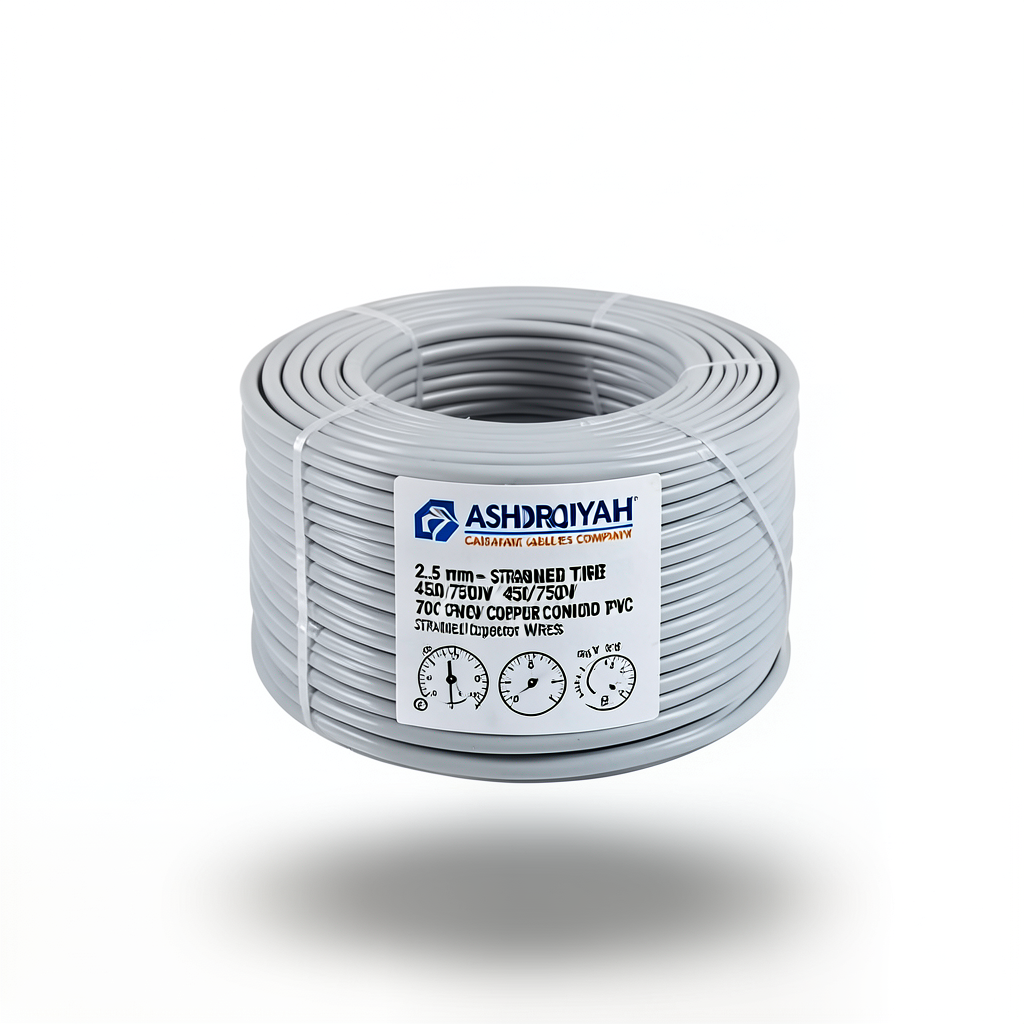 سلك كهرباء مجدول 2.5 مم² 450/750 فولت موصل نحاس عزل PVC 70°C لون رمادي | شركة كابلات الشرقية للصناعة