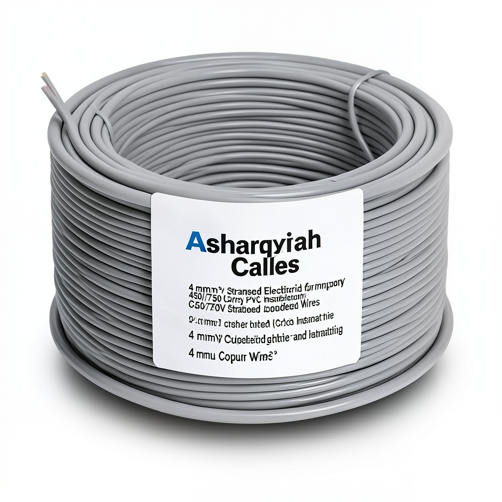 سلك كهرباء مجدول 4 مم² 450/750 فولت، موصل نحاس، معزول PVC لون رمادي | شركة كابلات الشرقية للصناعة