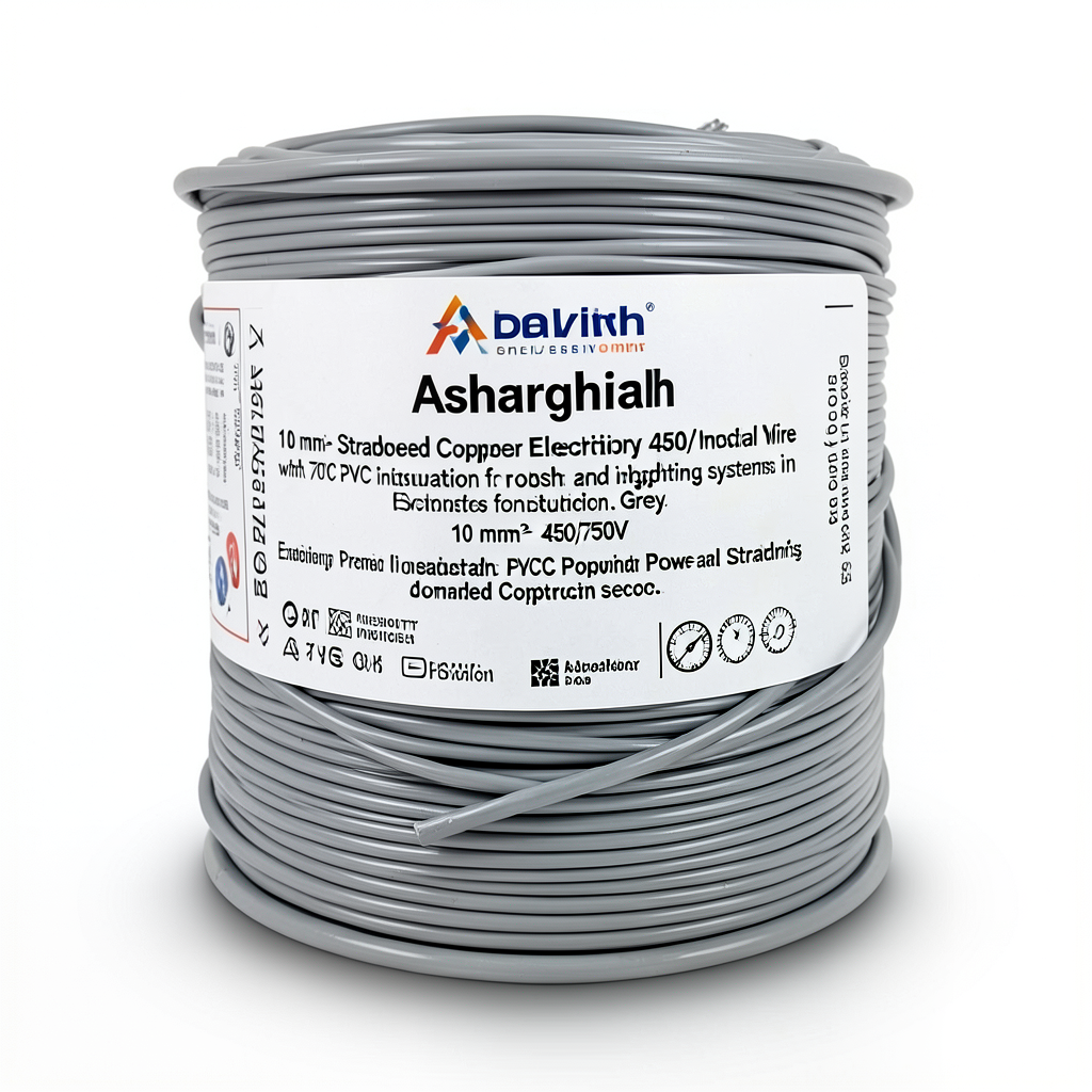 سلك كهرباء مجدول 10 مم²، 450/750 فولت، معزول PVC 70°C، لون رمادي | شركة كابلات الشرقية للصناعة