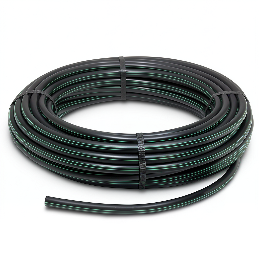 لفة أنابيب بلاستيك HDPE ضغط 4 بار PE 80، قطر خارجي 90 مم، سمك 2.2 مم، لون أسود