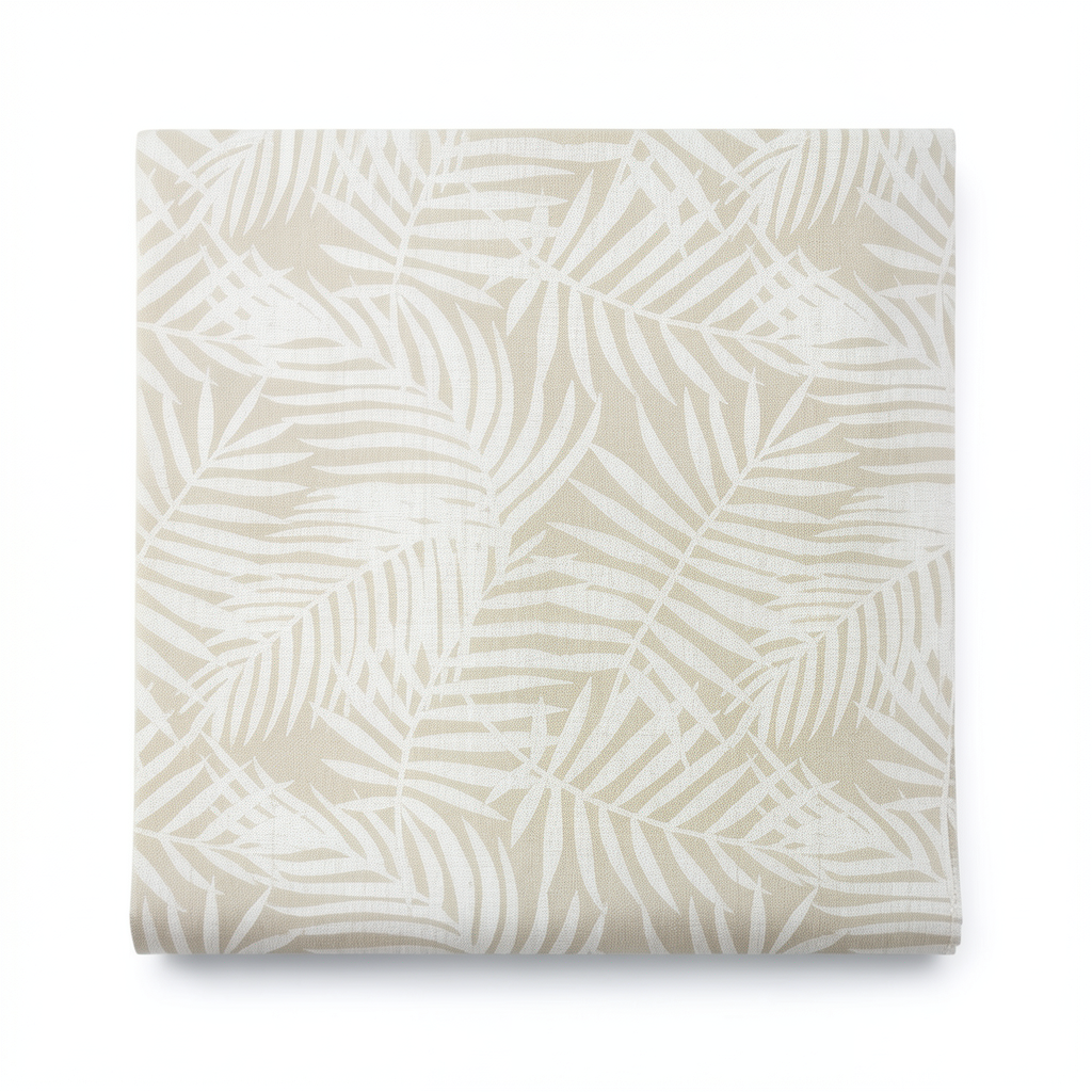 Leaf Patterned Wallpaper 10 m x 0.53 m Beige, Model 300322