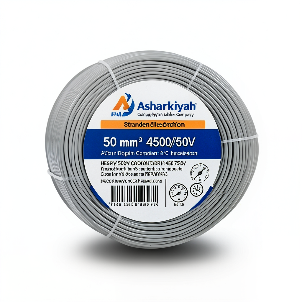 سلك كهرباء مجدول 50 مم² 450/750 فولت موصل نحاس عزل PVC لون رمادي | شركة كابلات الشرقية للصناعة