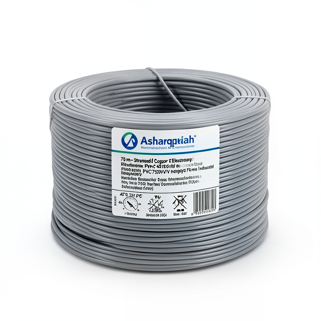 سلك كهرباء مجدول 70 مم²، 450/750 فولت، معزول PVC 70°C، لون رمادي | شركة كابلات الشرقية للصناعة