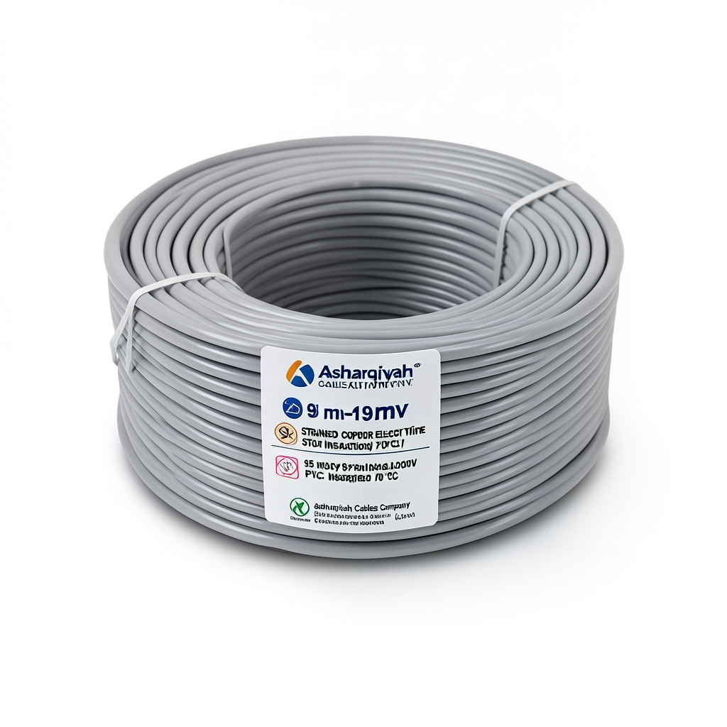 سلك كهرباء مجدول 95 مم²، 450/750 فولت، عزل PVC 70°C، لون رمادي | شركة كابلات الشرقية للصناعة