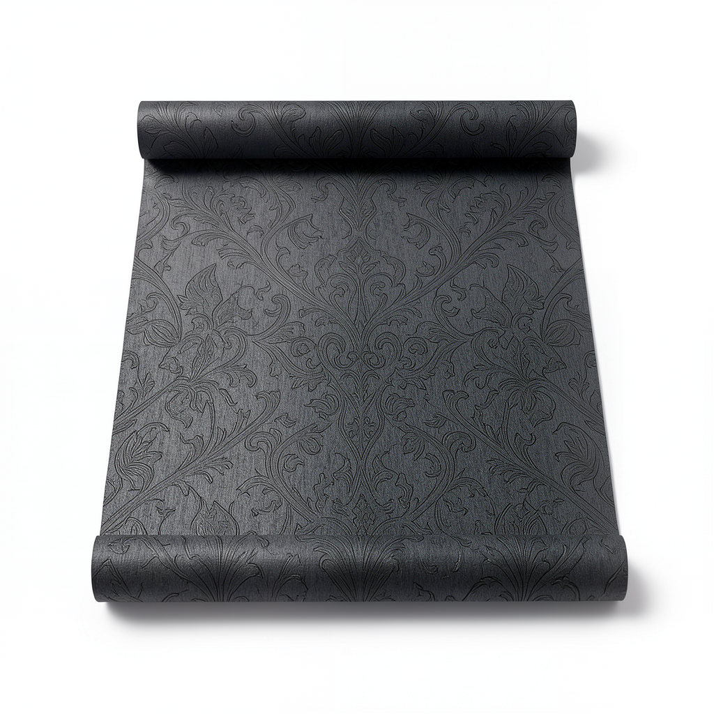 Italian Wallpaper Patterned Design Dark Gray, Size 10mx0.73m