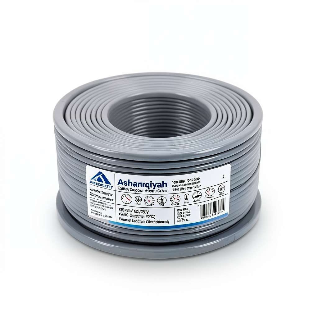 سلك كهرباء نحاس مجدول 120 مم²، 450/750 فولت، عازل PVC 70°C، لون رمادي | شركة كابلات الشرقية للصناعة