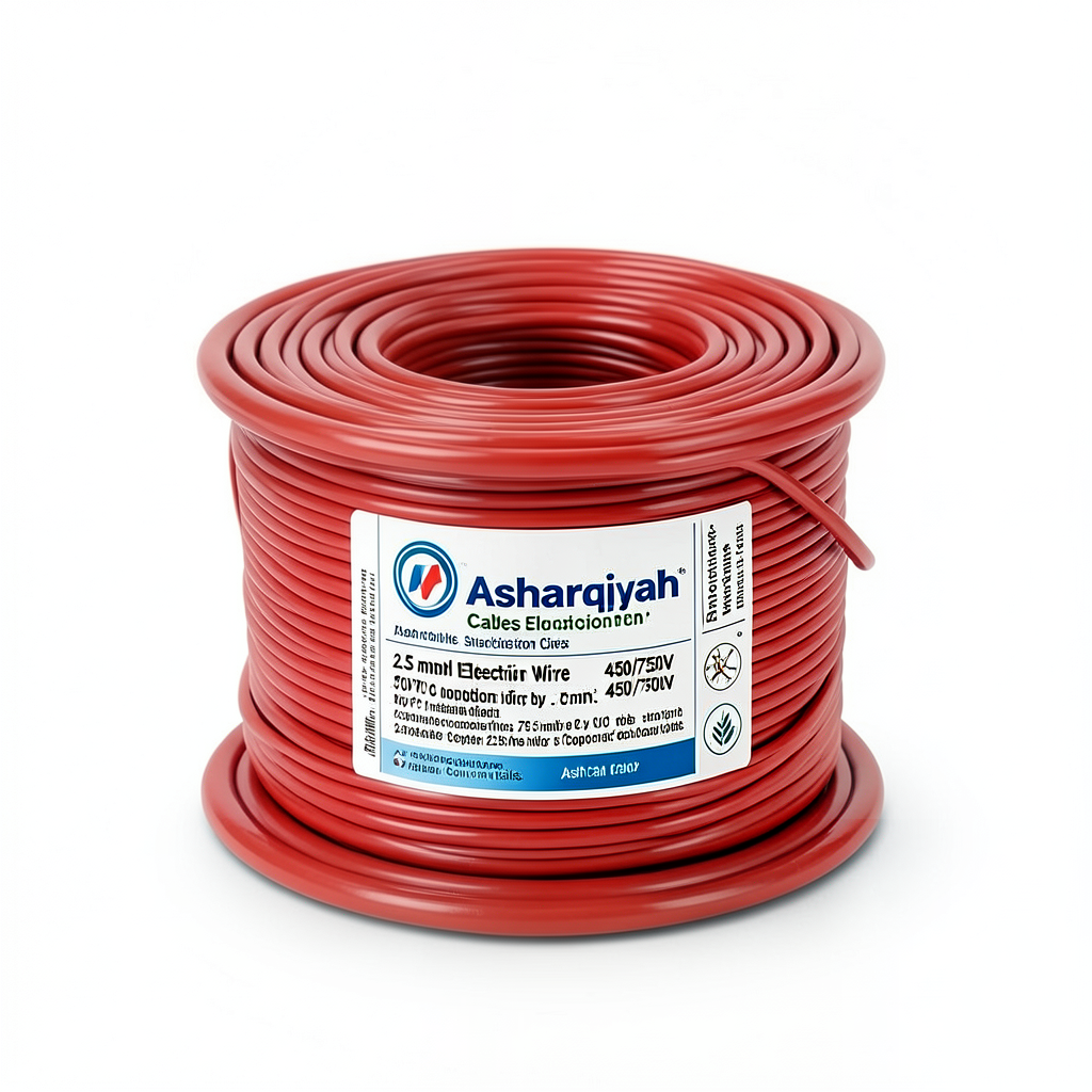 سلك مجدول 2.5 مم² 450/750 فولت، موصل نحاس، عزل PVC 70°C، لون أحمر | شركة كابلات الشرقية للصناعة