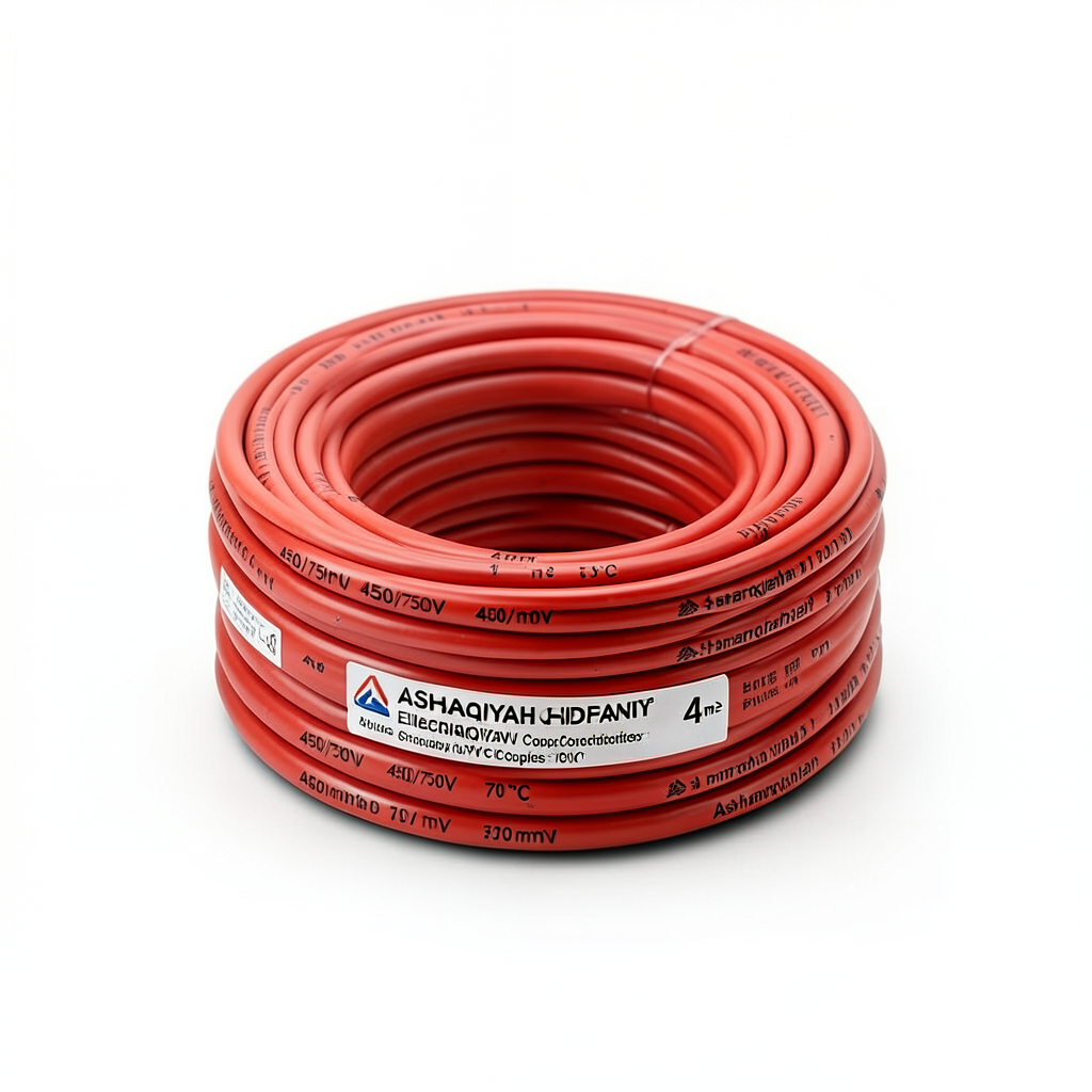 4 mm² Stranded Electrical Wire, 450/750V, Copper Conductor, PVC Insulated 70°C, Red | Asharqiyah Cables Company for Industry