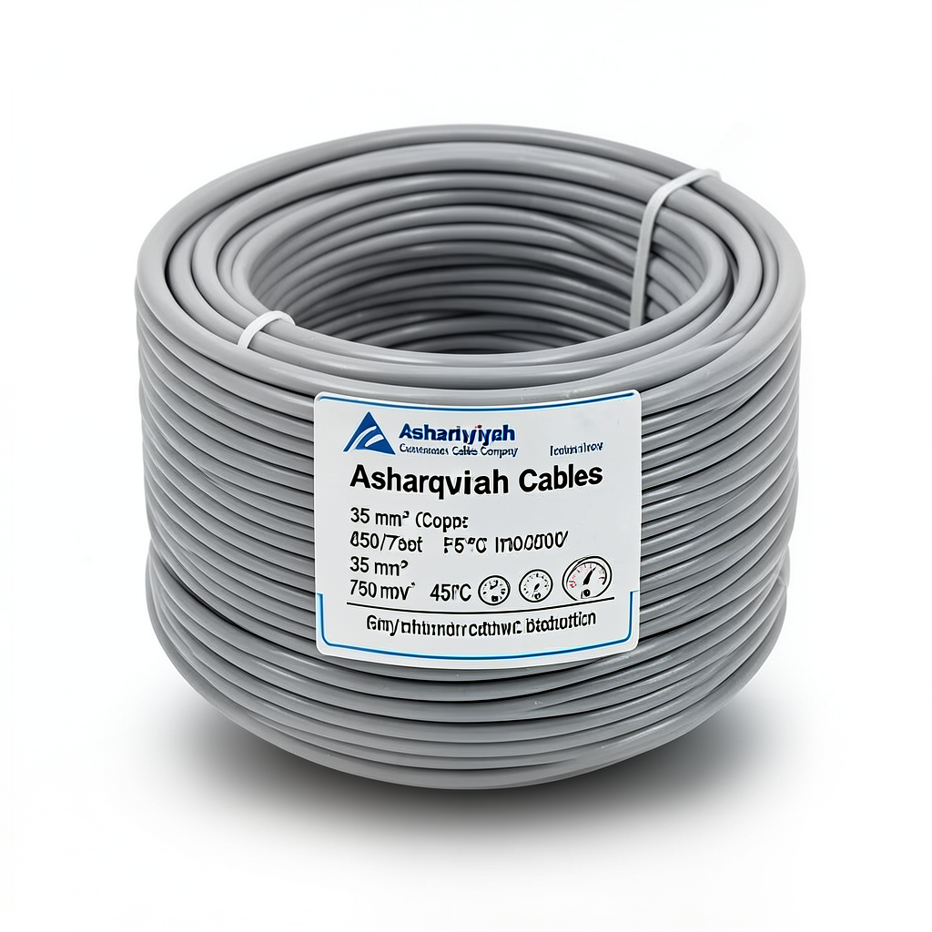 35 mm² Stranded Electric Wire 450/750V Copper Conductor PVC 70°C Insulation Grey | Asharqiyah Cables Company for Industry