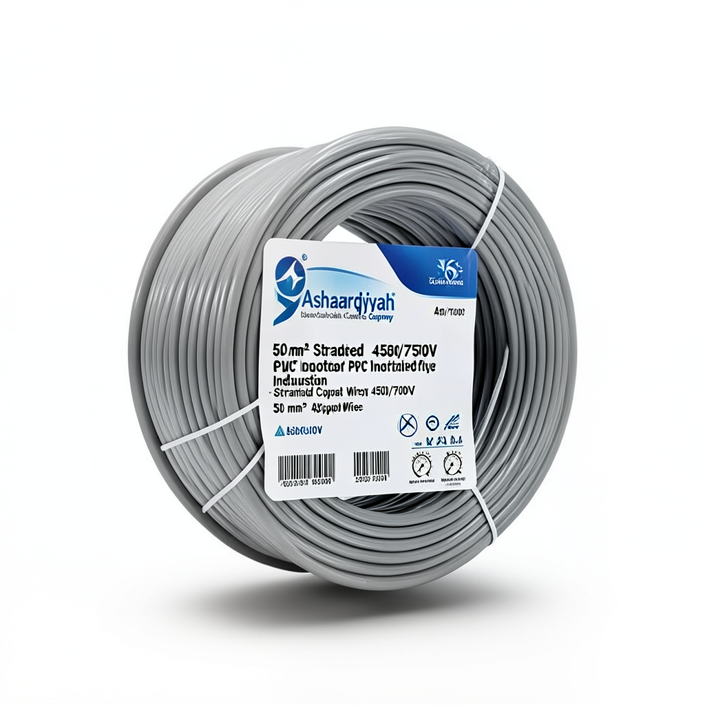50 mm² Stranded Electrical Wire 450/750V Copper Conductor PVC Insulated Grey | Asharqiyah Cables Company for Industry
