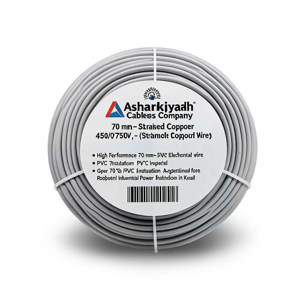 سلك كهرباء مجدول 70 مم²، 450/750 فولت، معزول PVC 70°C، لون رمادي | شركة كابلات الشرقية للصناعة