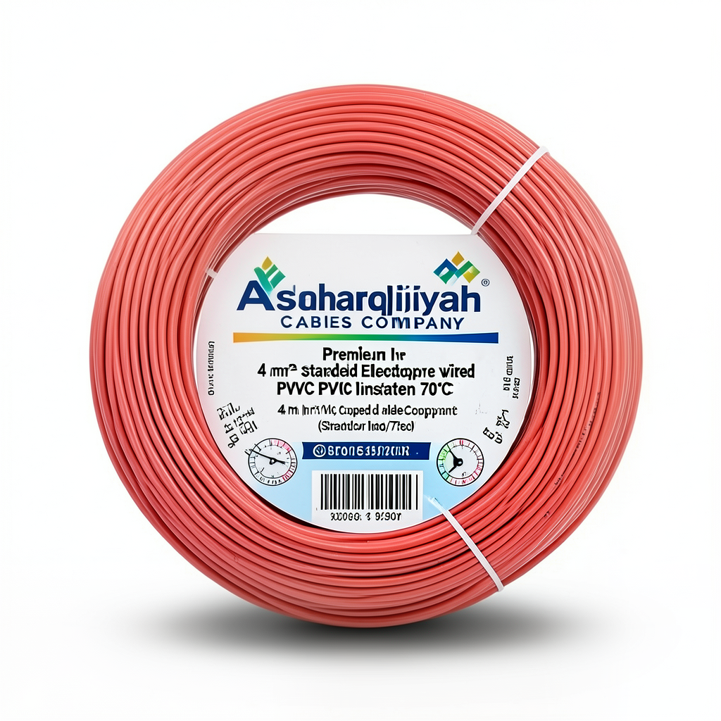 سلك كهرباء مجدول 4 مم² 450/750 فولت، موصل نحاس، معزول PVC 70°C، لون أحمر | شركة كابلات الشرقية للصناعة