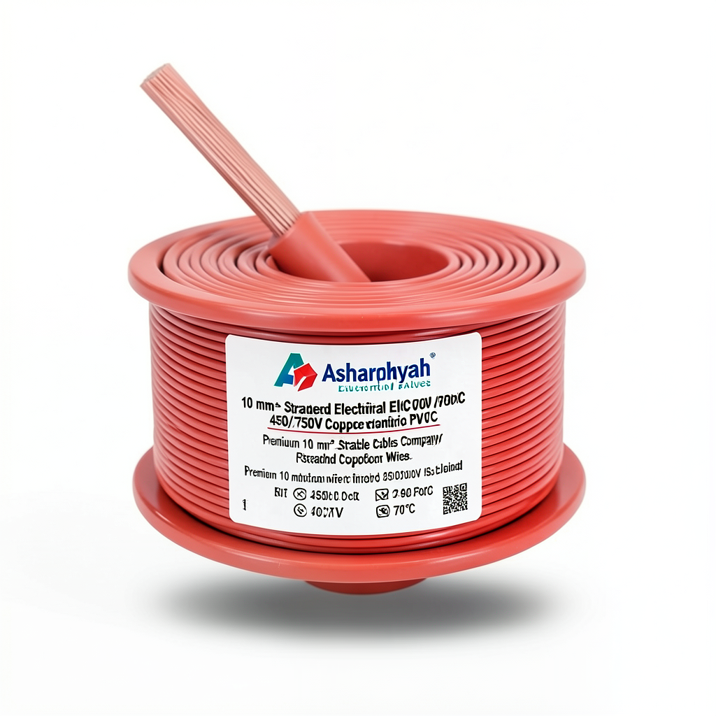 سلك كهرباء مجدول 10 مم² 450/750 فولت، موصل نحاس، عزل PVC 70°C، لون أحمر | شركة كابلات الشرقية للصناعة
