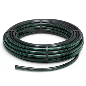 لفة أنابيب بلاستيك HDPE ضغط 4 بار PE 80 قطر خارجي 110 مم SDR 33 أسود مع خطوط خضراء