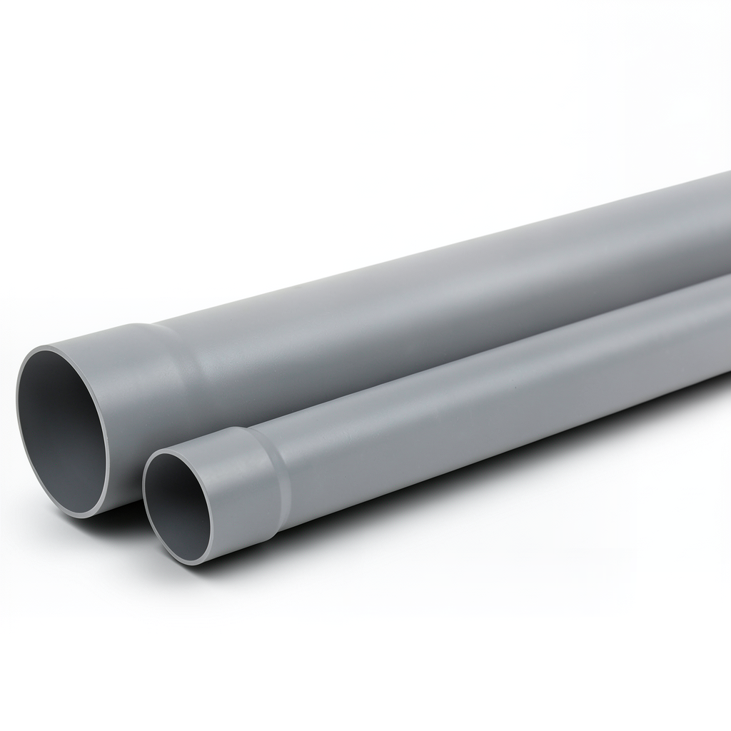 UPVC Plastic Pipe SDR 34.4 PN 7.5 Bar 140 mm OD 4.1 mm Thickness Gray