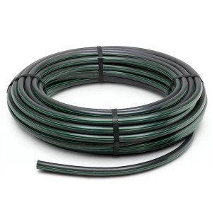 HDPE Plastic Coil Pipe Nominal Pressure 4 Bar PE 80 OD 160 mm SDR 33 Black with Green Stripes
