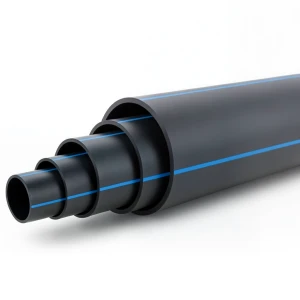 مواسير HDPE ضغط 10 بار PE 80 قطر خارجي 400 مم SDR 11 أسود مع خط أزرق