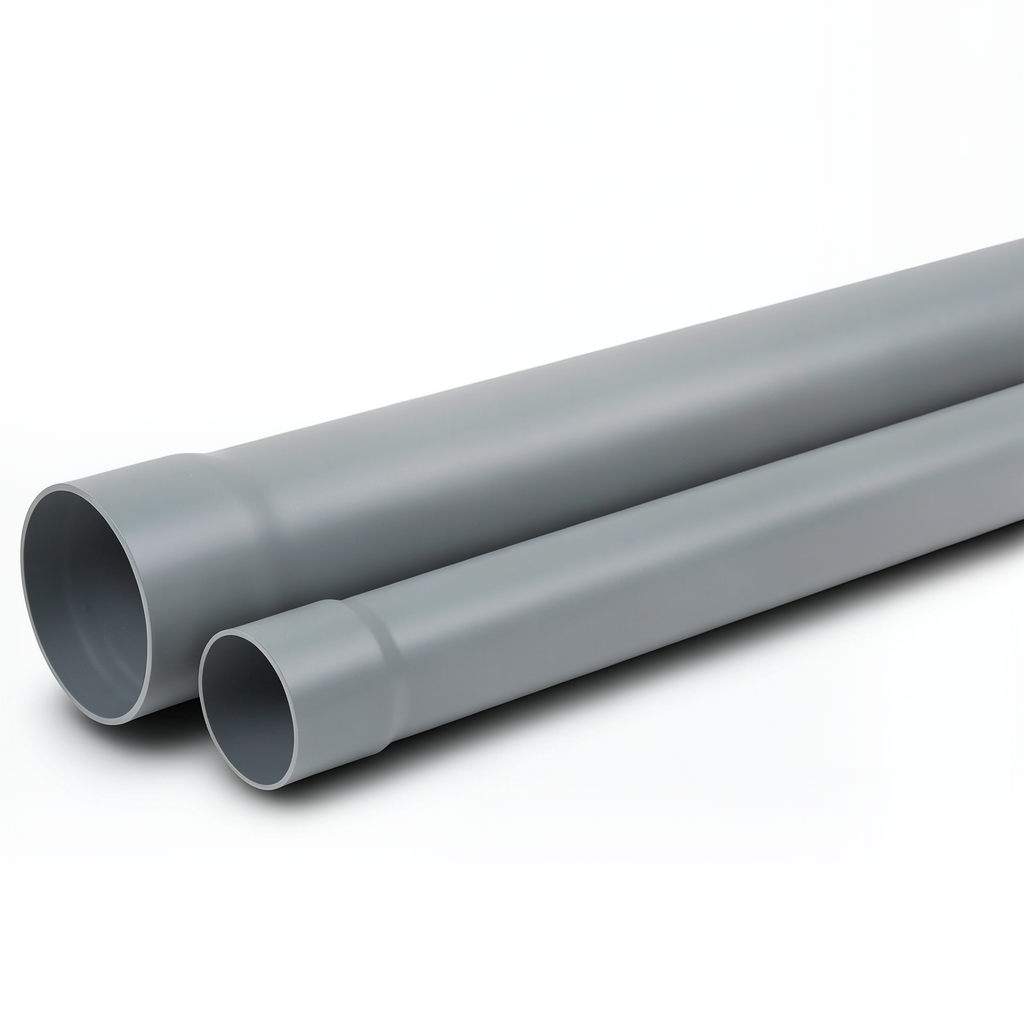 UPVC Plastic Pipe SDR 34.4 Nominal Pressure 7.5 Bar Outside Diameter 200 mm Thickness 5.9 mm Gray Color
