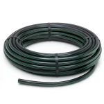 لفة أنابيب بلاستيك HDPE ضغط 6 بار PE 80 قطر خارجي 75 مم SDR 22 أسود مع خطوط خضراء
