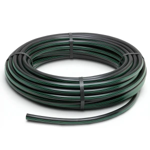HDPE Plastic Coil Pipe Nominal Pressure 4 Bar PE 80 OD 90 mm SDR 41 Black with Green Stripes