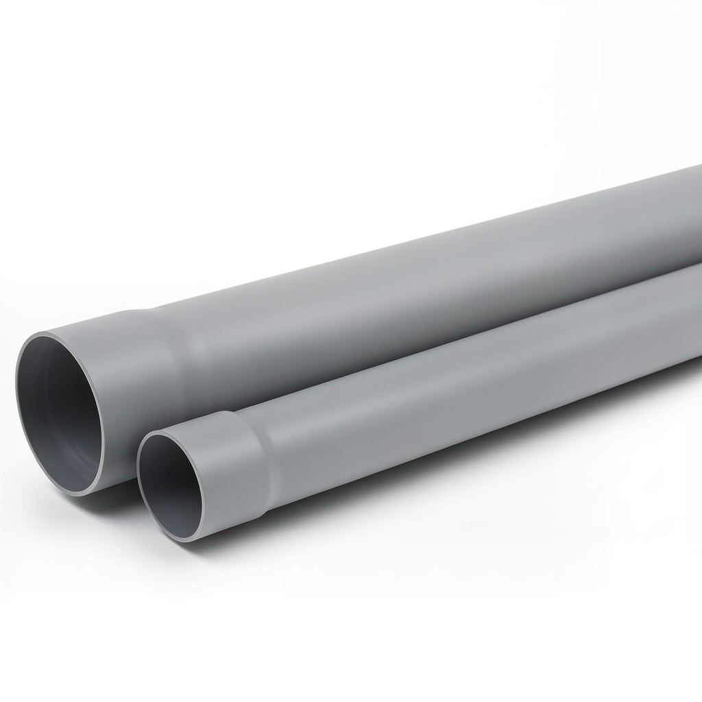 UPVC Plastic Pipe SDR 33 PN 8 Bar Size 110 mm Thickness 3.4 mm Gray Color
