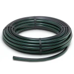 لفة أنابيب HDPE ضغط 4 بار PE 80، قطر خارجي 63 مم، SDR 33 أسود مع خط أخضر