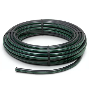 HDPE Plastic Coil Pipe 4 Bar Nominal Pressure PE 80 75 mm SDR 33 Black with Green Stripes