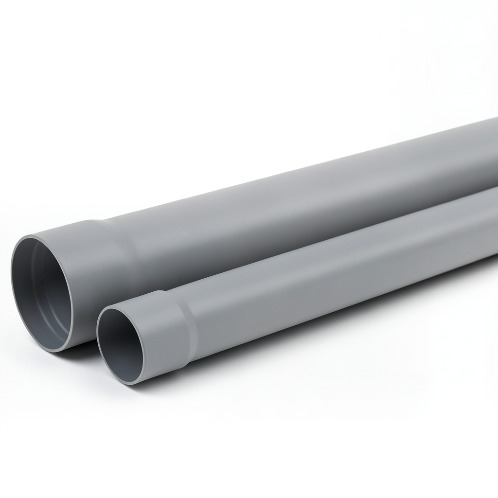 مواسير UPVC ضغط 8 بار SDR 33 مقاس 140 مم سمك 4.3 مم لون رمادي