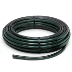لفة أنابيب بلاستيك HDPE ضغط 4 بار PE 80، قطر 140 مم، SDR 33 أسود مع خطوط خضراء