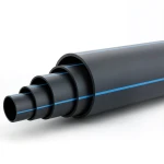 أنابيب بلاستيك HDPE ضغط 10 بار PE 80 قطر خارجي 560 مم SDR 11 أسود مع خطوط زرقاء