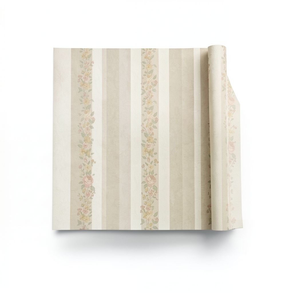 Italian Wallpaper Striped Design Beige Color, Size 10mx0.73m, Model 57156
