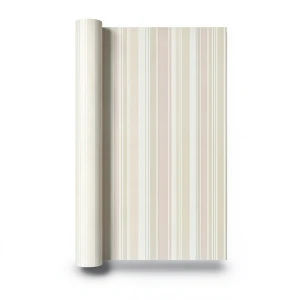 ورق حائط ايطالي لون بيج شاحب تصميم مقلم، مقاس 10 م×0.73 م، موديل 57169