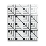 بلاط ارضيات بورسلان لماع مقاس 60 ×60 سم، لون أبيض مع اسود، موديل بونتيسي