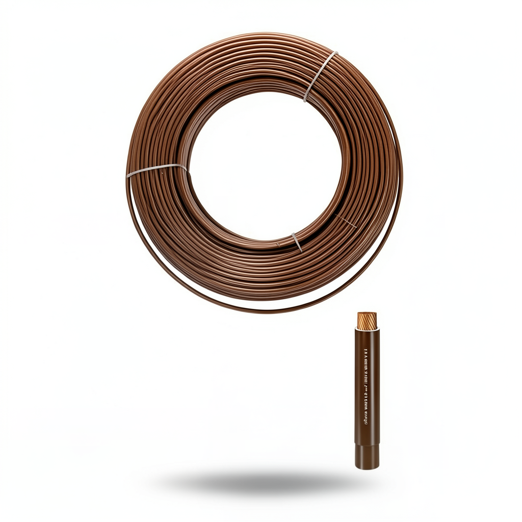 لفة سلك كهرباء 2.5mm2 جهد 450/750V، موصل نحاس مرن، عزل PVC مقاوم للحرارة سماكة 0.8mm، بني | شركة الفنار