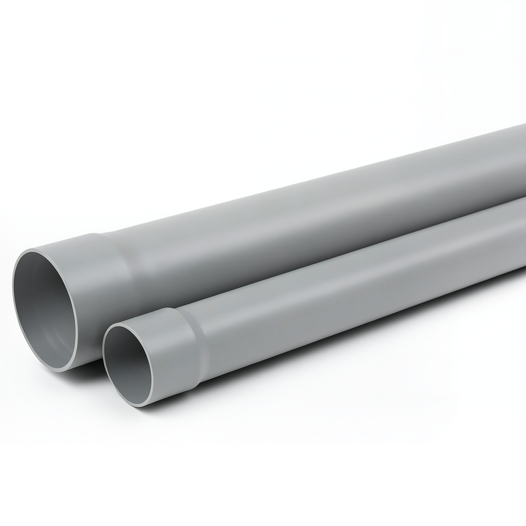 مواسير UPVC ضغط 7.5 بار SDR 34.4 قطر خارجي 125 mm سمك 3.7 mm لون رمادي