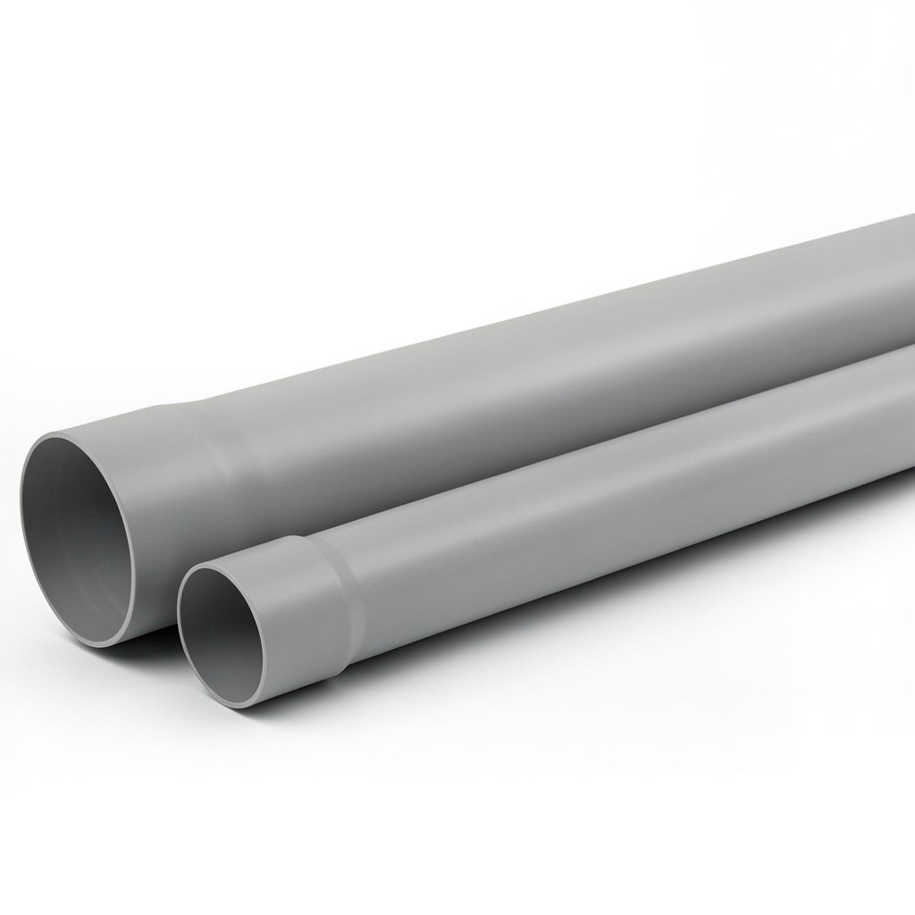 UPVC Plastic Pipe SDR 34.4 PN 7.5 Bar 140 mm OD 4.1 mm Thickness Gray